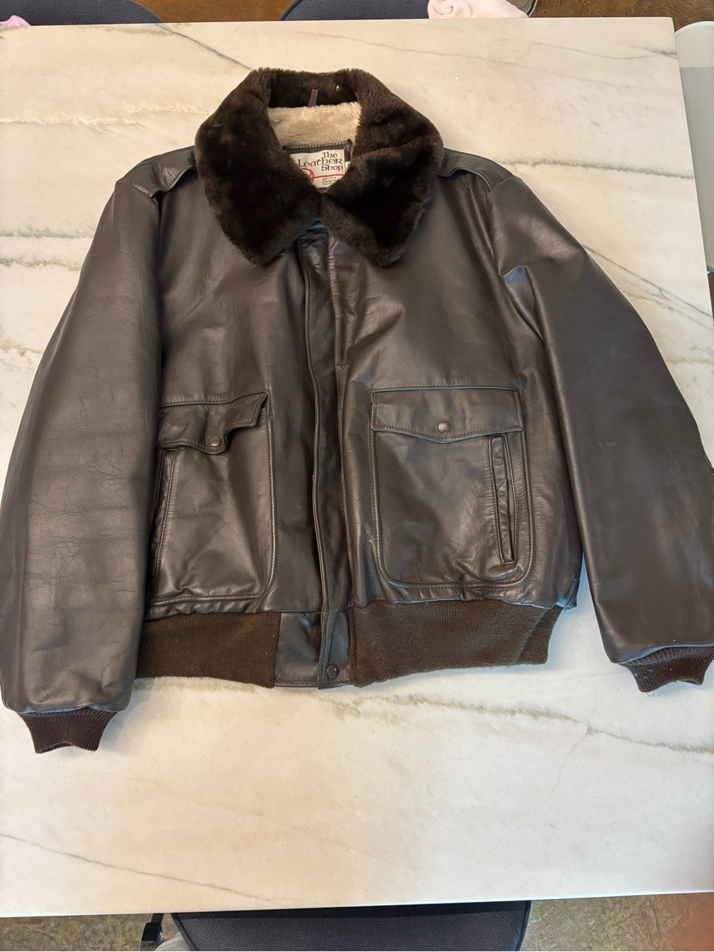 Vintage Sears Leather Shop Brown Bomber Jacket Mens Sz 52 Tall Top Gun
Maverick